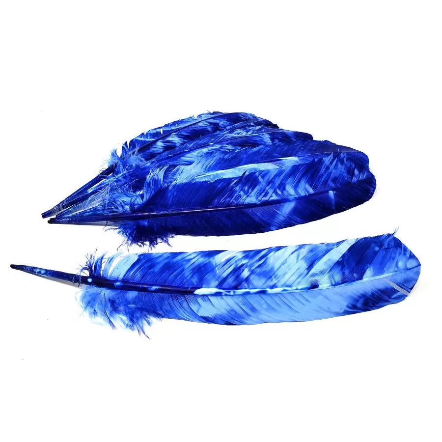 10-12" Tie Dye Blue Feather