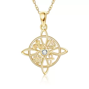 14K Gold Witches Knot Necklace Solid 14K Yellow Gold Witch Jewelry Gifts for Women