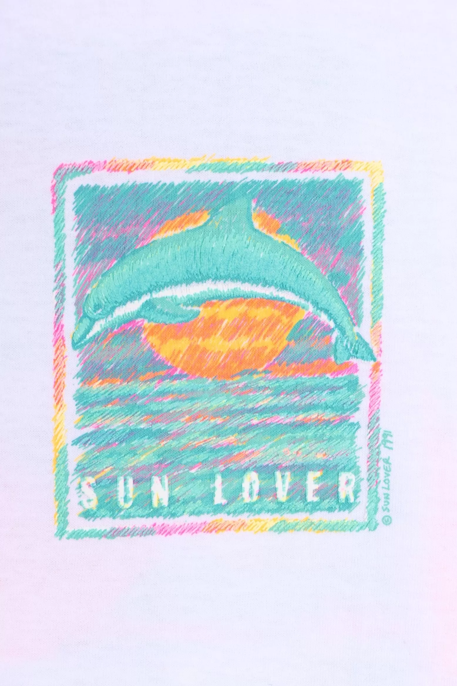 1991 Dolphin "Sun Lover" Single Stitch Front Back T-Shirt (XL)