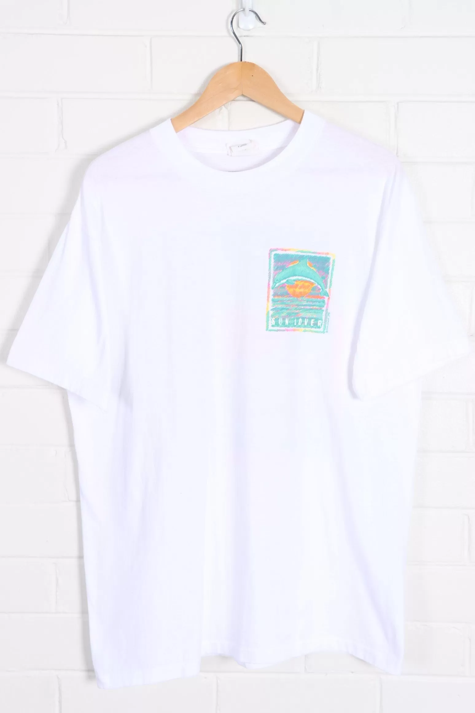 1991 Dolphin "Sun Lover" Single Stitch Front Back T-Shirt (XL)