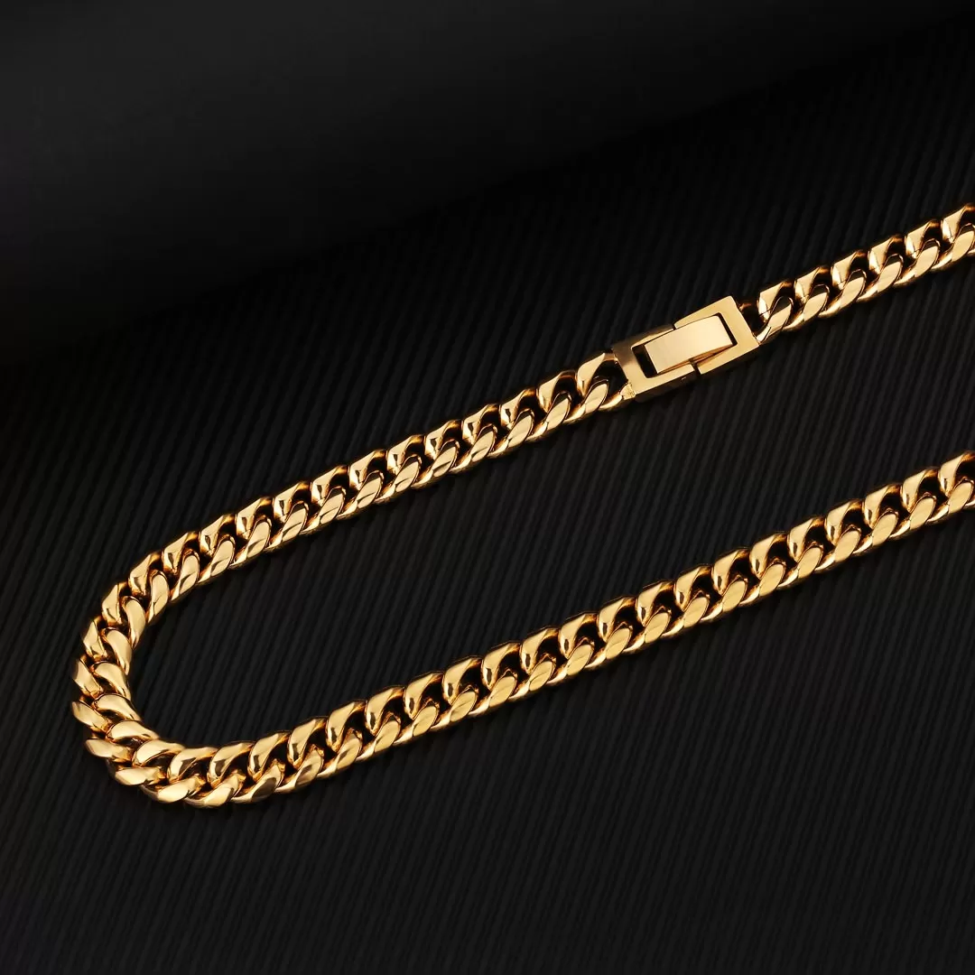 8mm Cuban Link Chain in 18K Gold for Men's Necklace KRKC