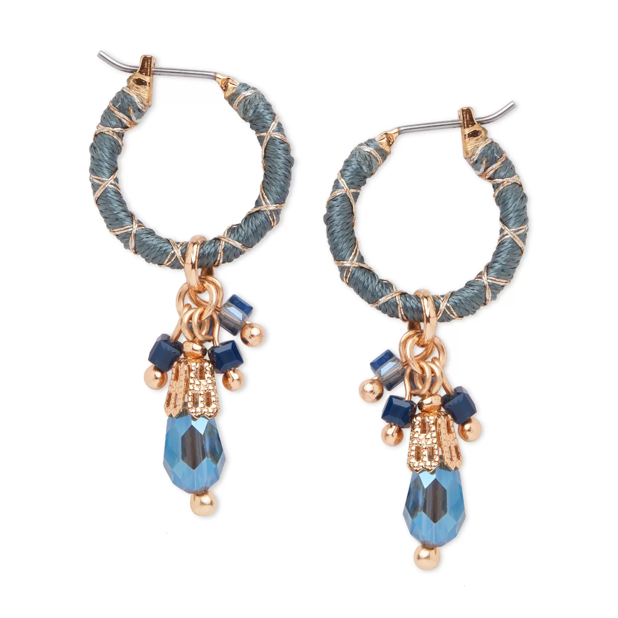 Accessorize London Women's Beaded Wrapped Hoop Earrings