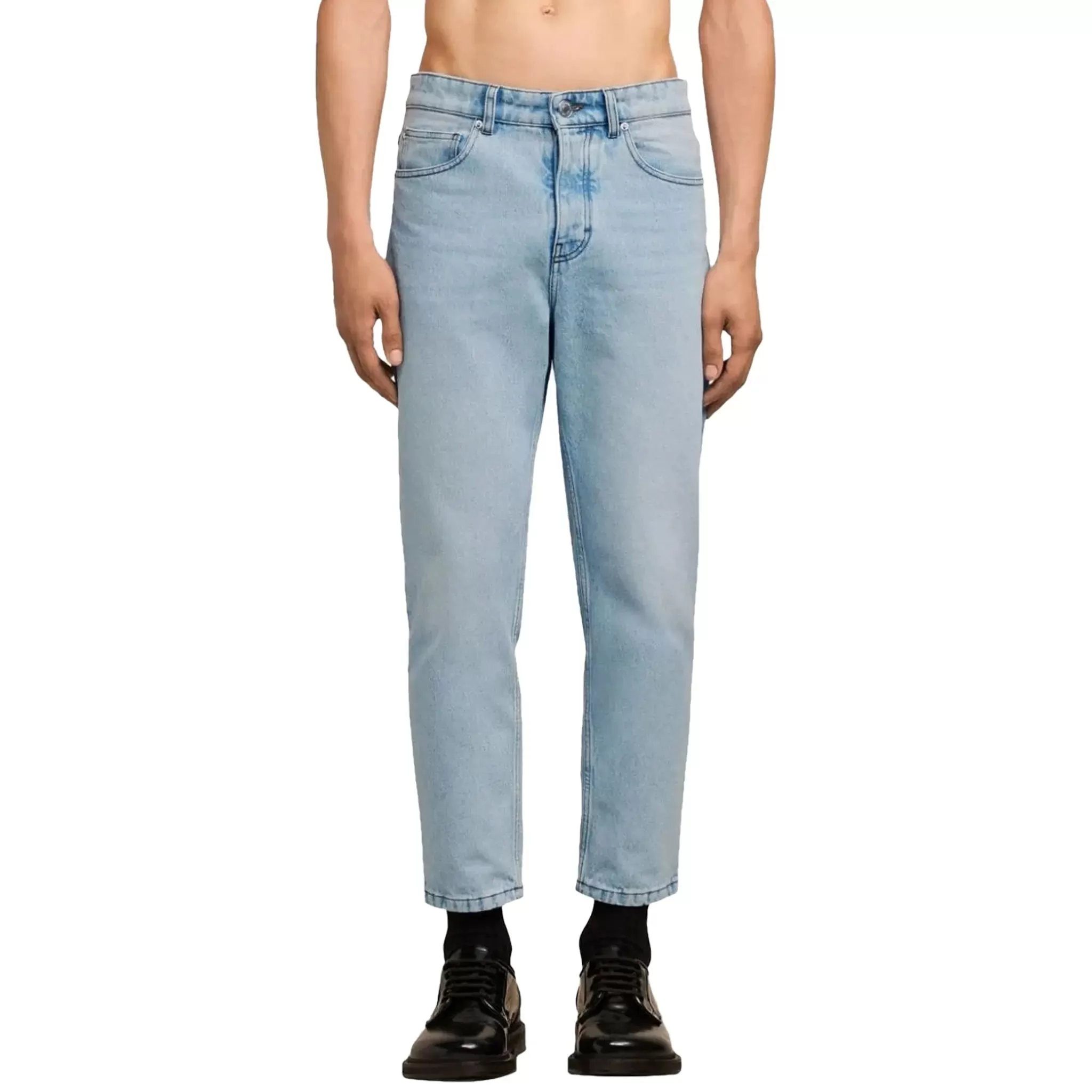 Ami Paris Tapered Fit Denim Light Blue Jeans