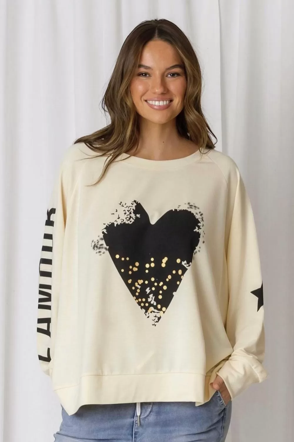 Amour Heart Lightweight Sweat Top | Butter