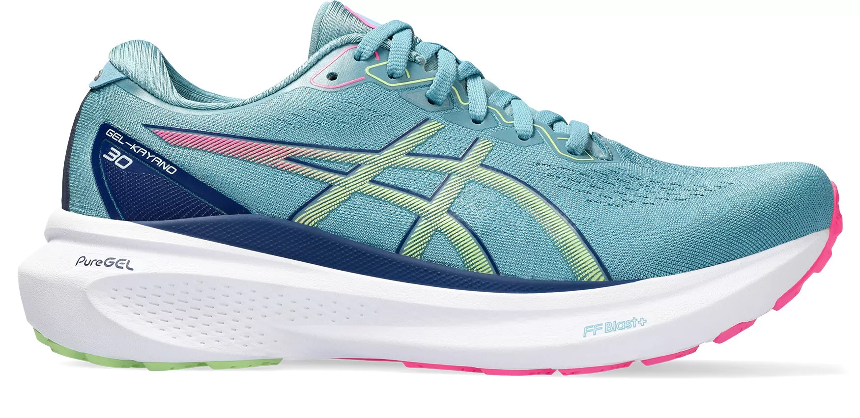 Asics Gel Kayano 30 (B Width) - Gris Blue/Lime Green (Womens)