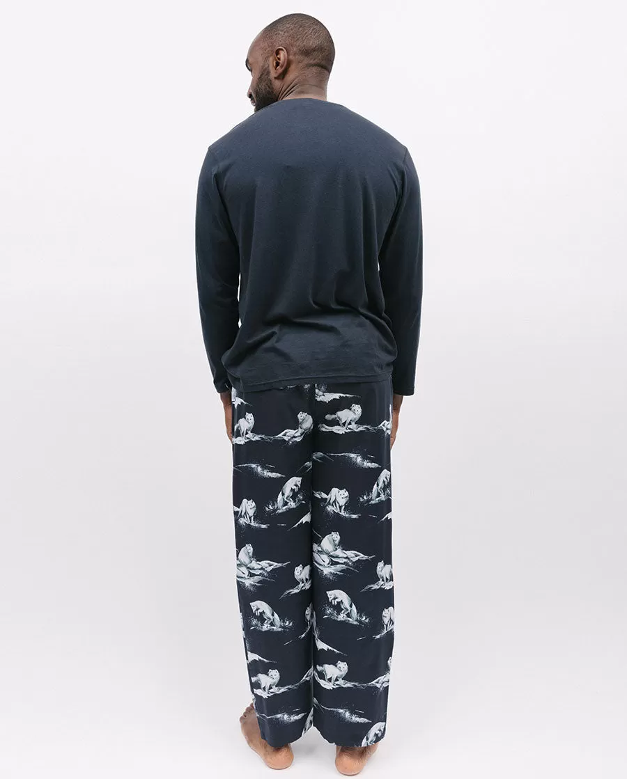 Atlas Mens Arctic Fox Print Pyjama Bottoms