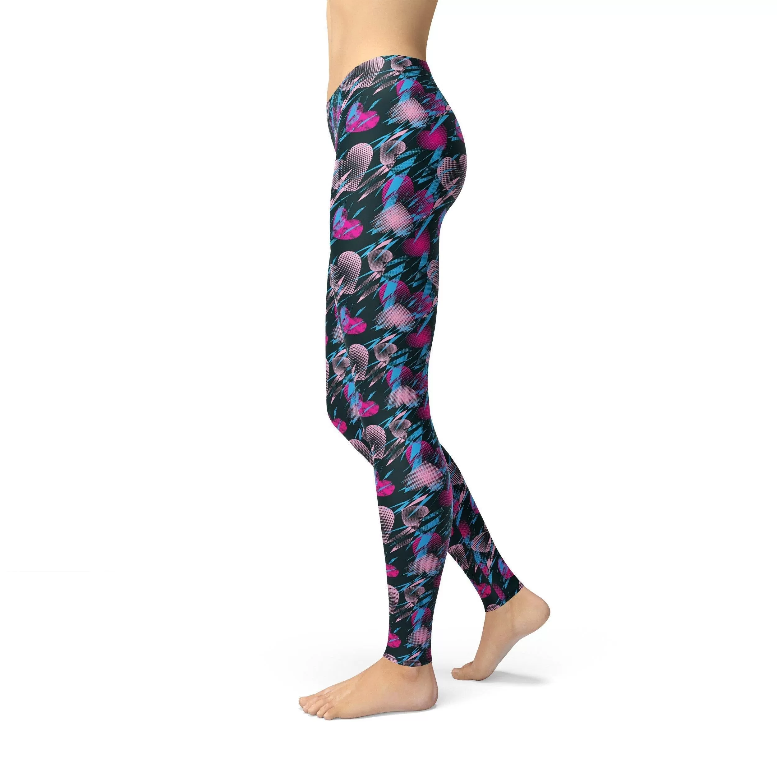 Avery Blue Pink Hearts Leggings