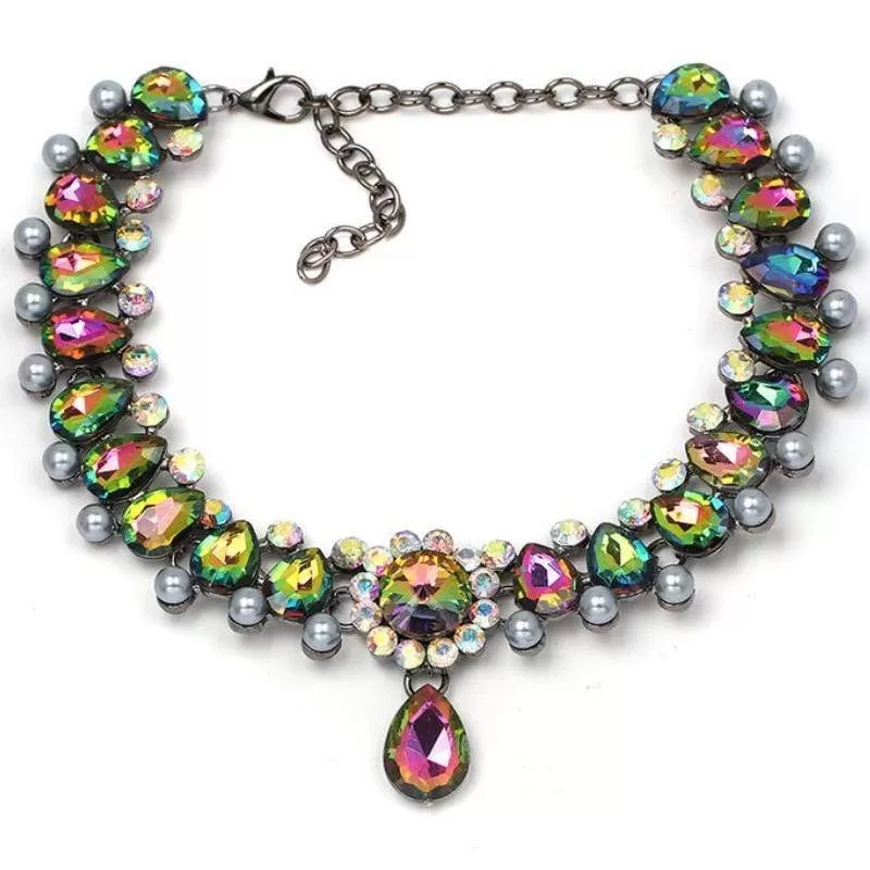 Choke on This Green/Multi Gem Choker Necklace