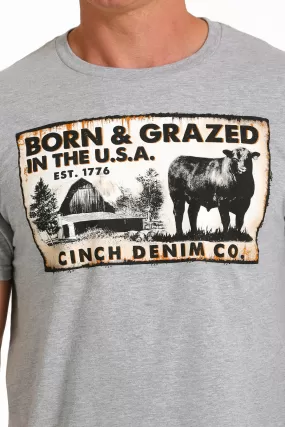 'Cinch' Men's Born & Grazed in the USA Tee - Heather Gray