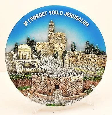 Collectible Ceramics Plate With Stand From Holyland Jerusalem #20