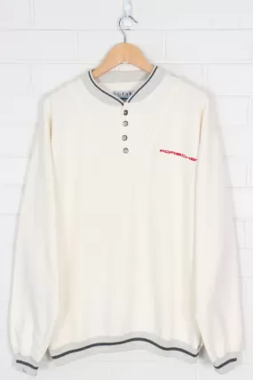 Cream Porsche Car 1/4 Button Up Ringer Sweatshirt (XL)