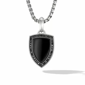 David Yurman Gents Shield Amulet with Black Onyx and Pave Black Diamonds