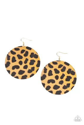 Doing GRR-eat Brown and Gold Animal Print Earrings - Paparazzi Accessories