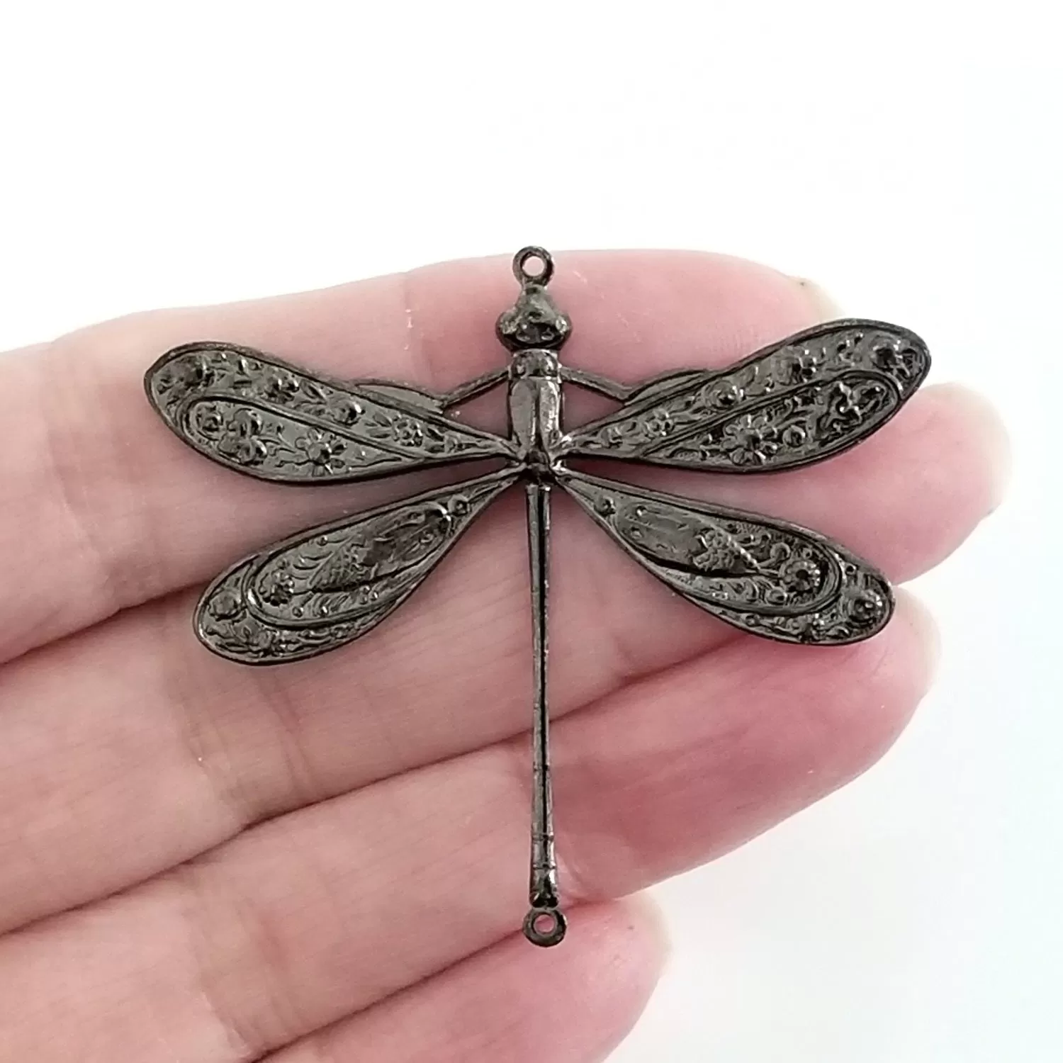 Extra Large Black Dragonfly Charm, 1 Loop, Lot Size 2, #07BL