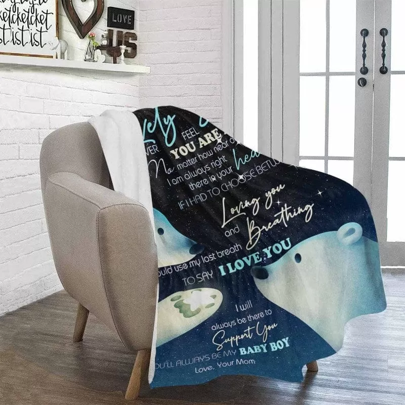 Fleece Blanket to My Son from Mom Gift for Birthday, Christmas, Graduation Day Best Gift For Son