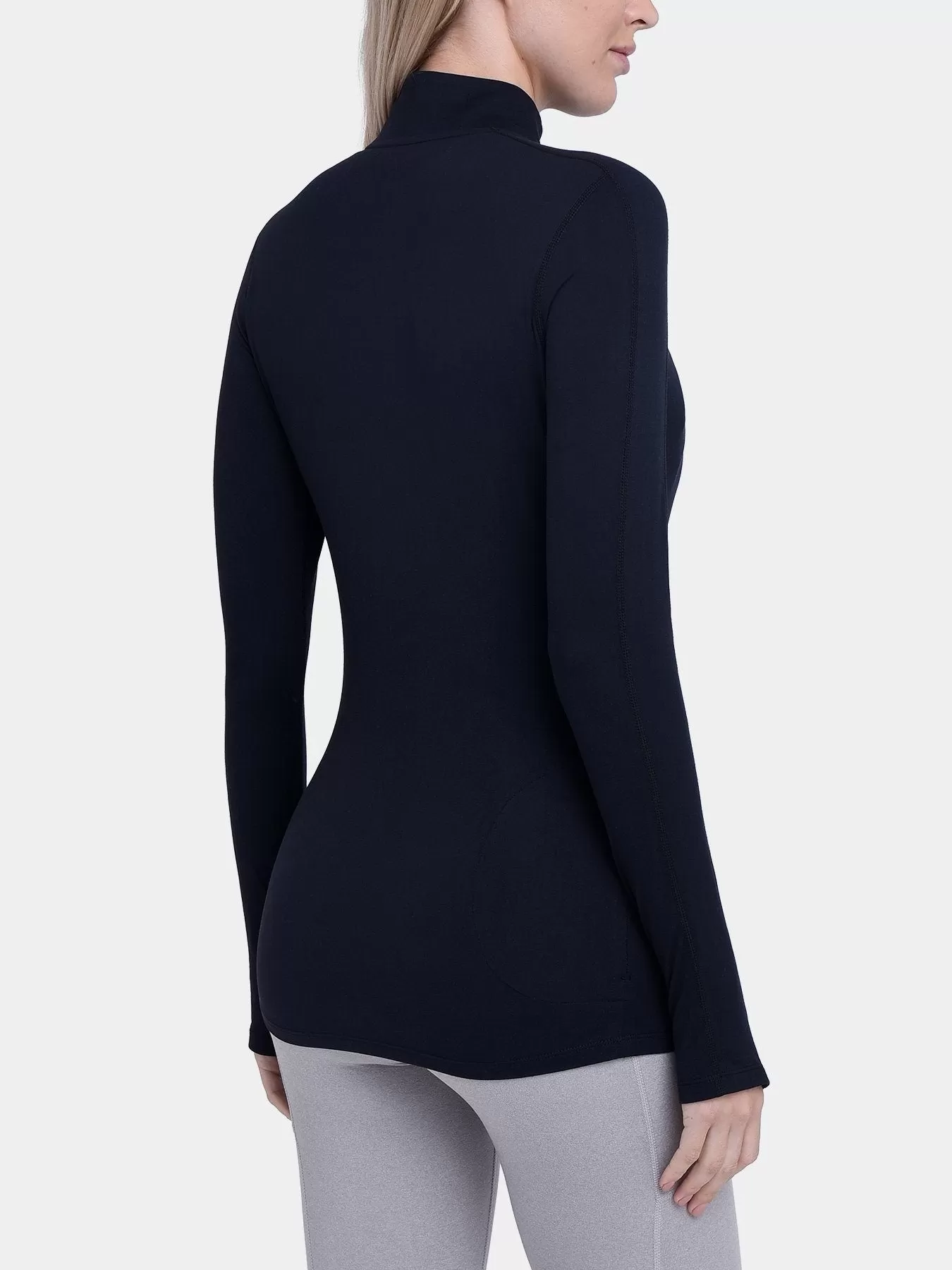 Fusion Half Zip Running Top For Women With Thumbholes & Back Zip Pocket