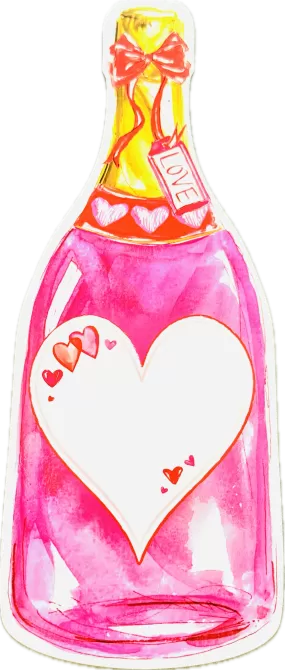 Hand Painted Valentine Champagne Bottle Die-Cut Accents