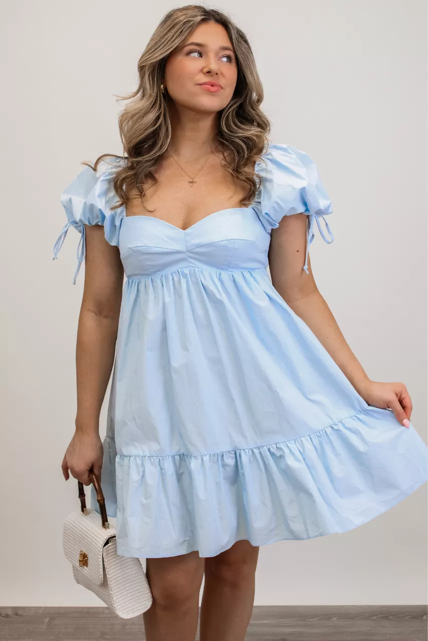 Heartbreaker Babydoll Dress in Light Blue