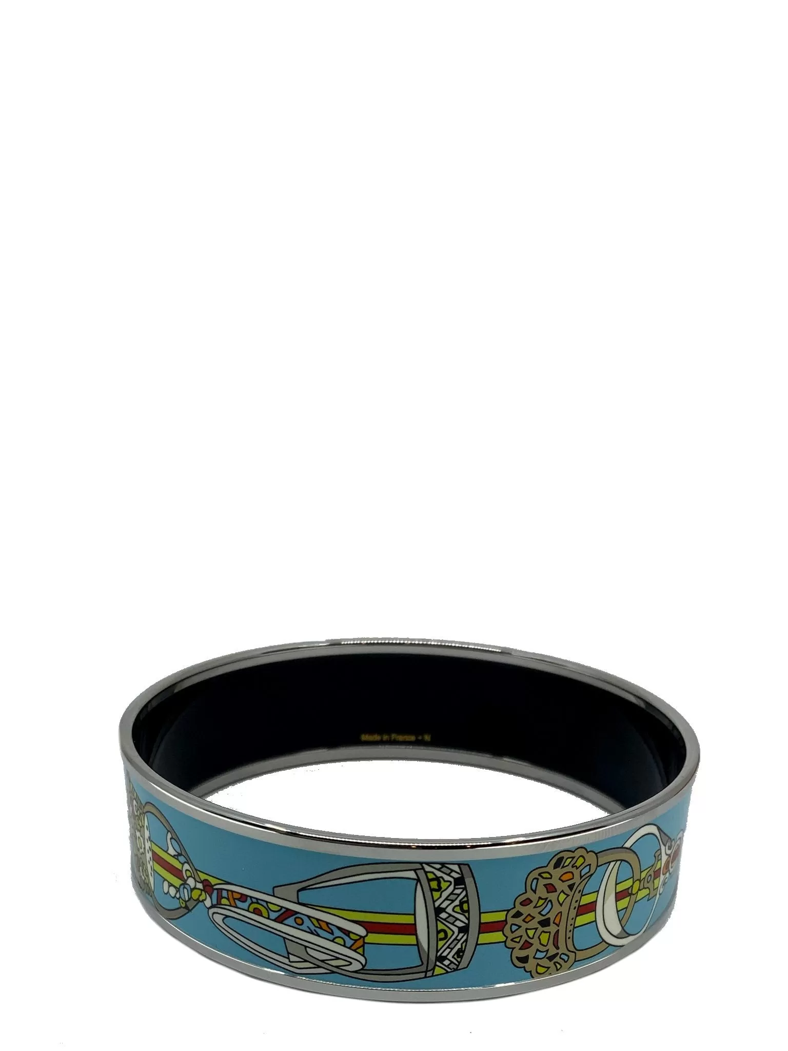 Hermes Horsebit Printed Enamel Wide Bracelet 70