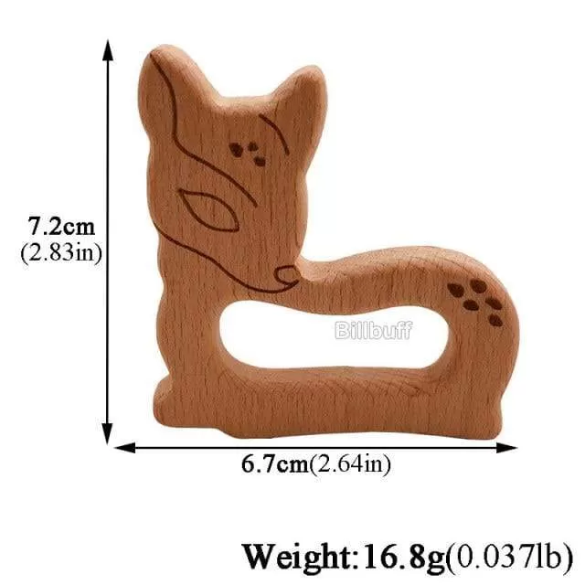 Hot Baby Teether Wooden Animal Pacifier Pendant Leaves Beech Squirrel Rodent Baby Gym Accessories Tooth Pendant Nursing Toy Gift