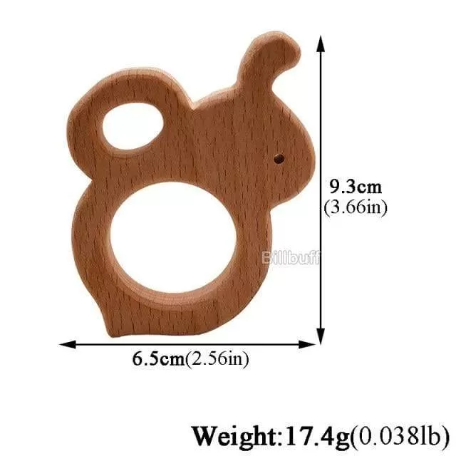 Hot Baby Teether Wooden Animal Pacifier Pendant Leaves Beech Squirrel Rodent Baby Gym Accessories Tooth Pendant Nursing Toy Gift