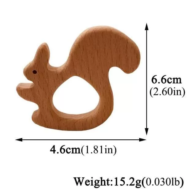 Hot Baby Teether Wooden Animal Pacifier Pendant Leaves Beech Squirrel Rodent Baby Gym Accessories Tooth Pendant Nursing Toy Gift