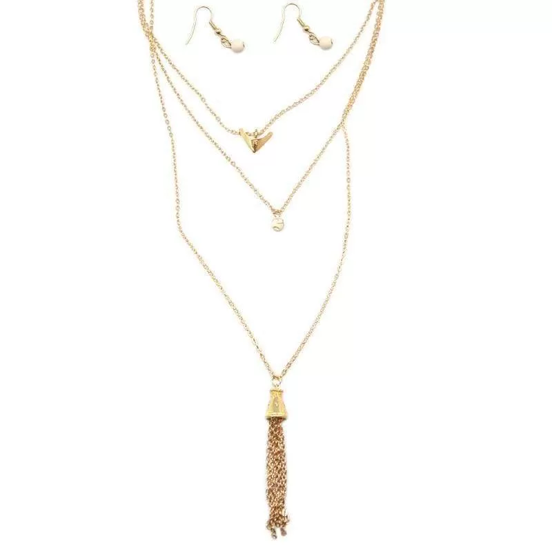 If the Tassel Fits White and Gold Necklace