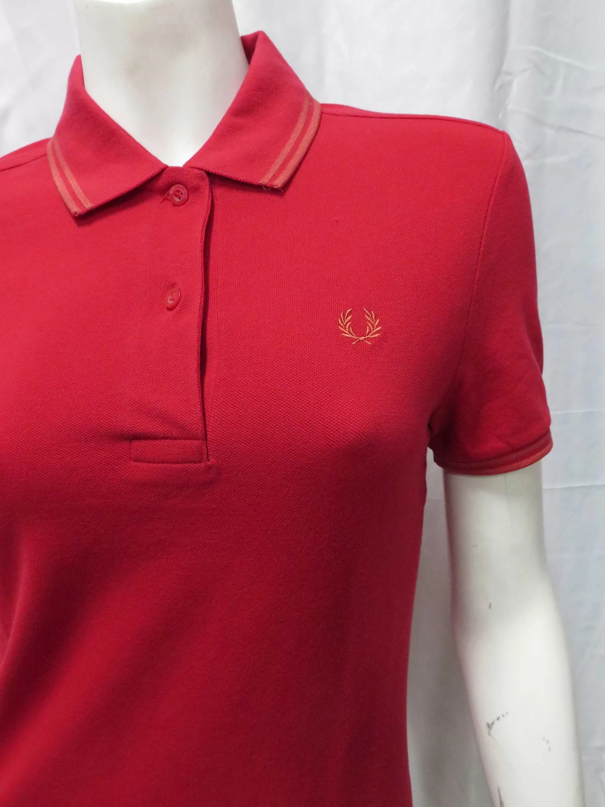 Ladies England Red Twin Tipped Fred Perry Polo