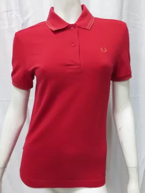 Ladies England Red Twin Tipped Fred Perry Polo