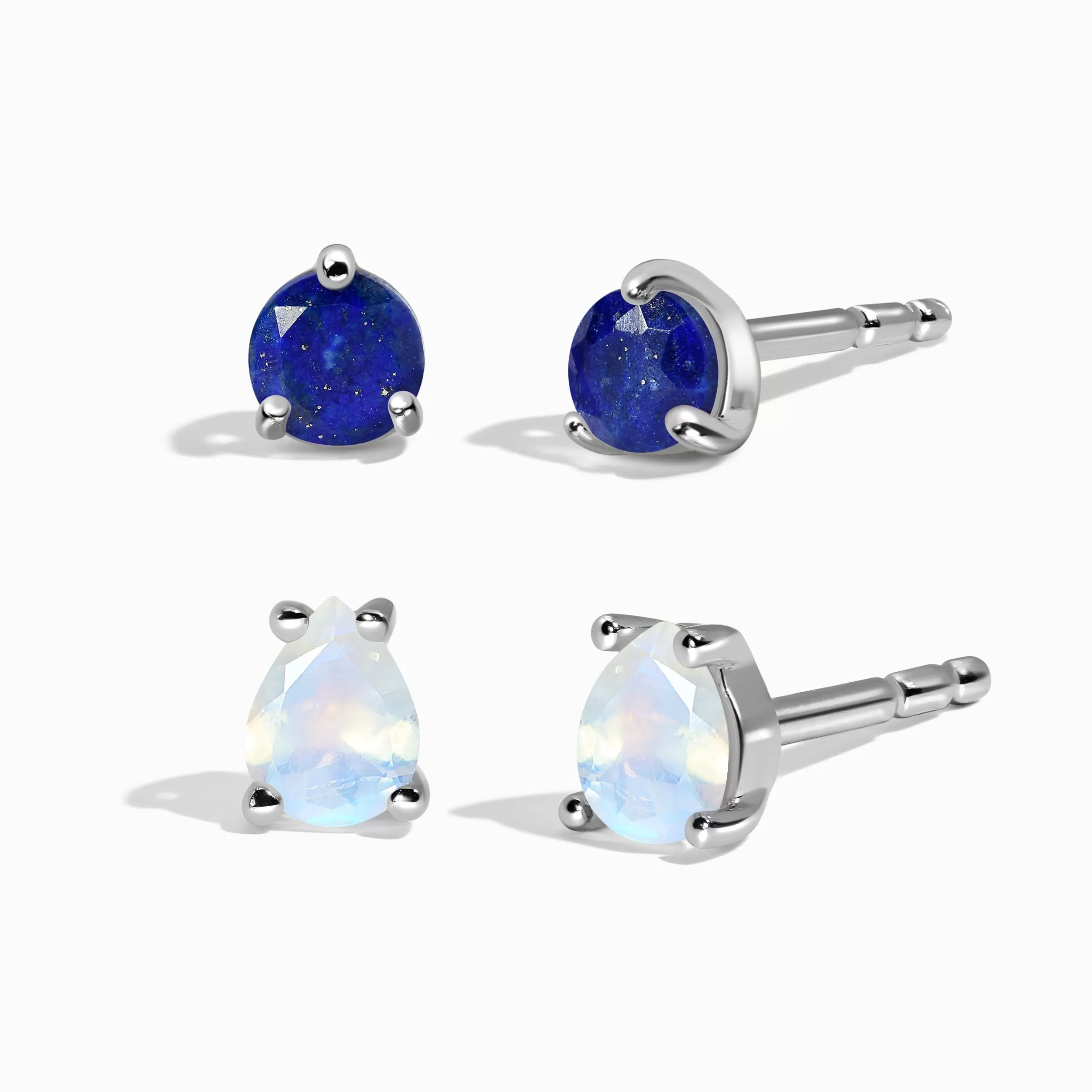 Lapis Lazuli Moonstone Petite Round & Teardrop Studs