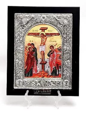 Large Silver Plated 925 Icon in Wood Frame From The Holyland Jerusalem #1