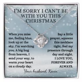 Memorial Gift, I Can't Be With You This Christmas Poem With Custom Name, Love Knot Remembrance Necklace