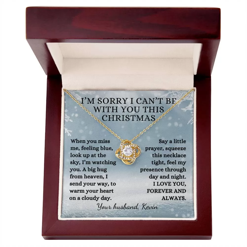 Memorial Gift, I Can't Be With You This Christmas Poem With Custom Name, Love Knot Remembrance Necklace