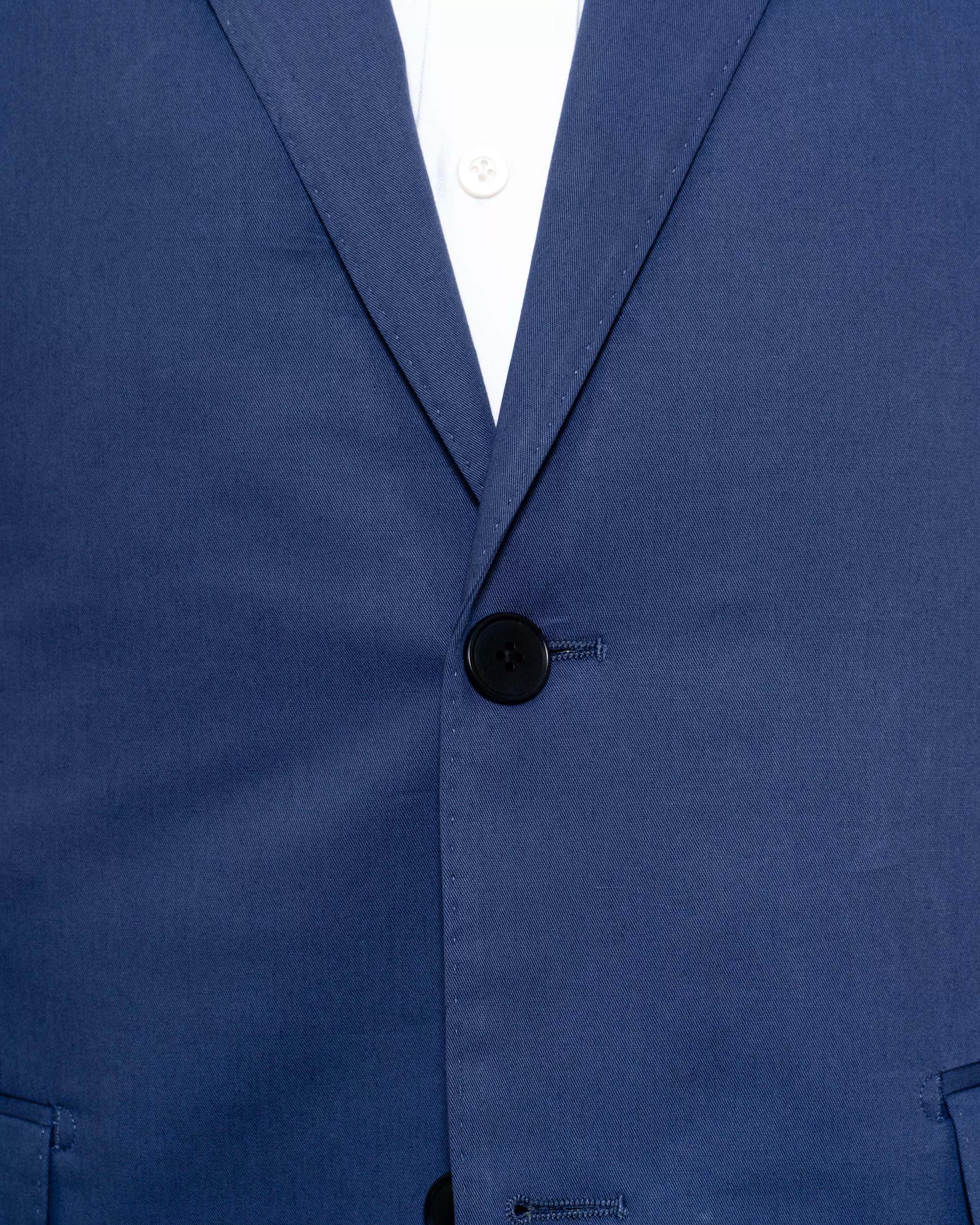 Mid Blue Stretch Cotton Two Piece Suit