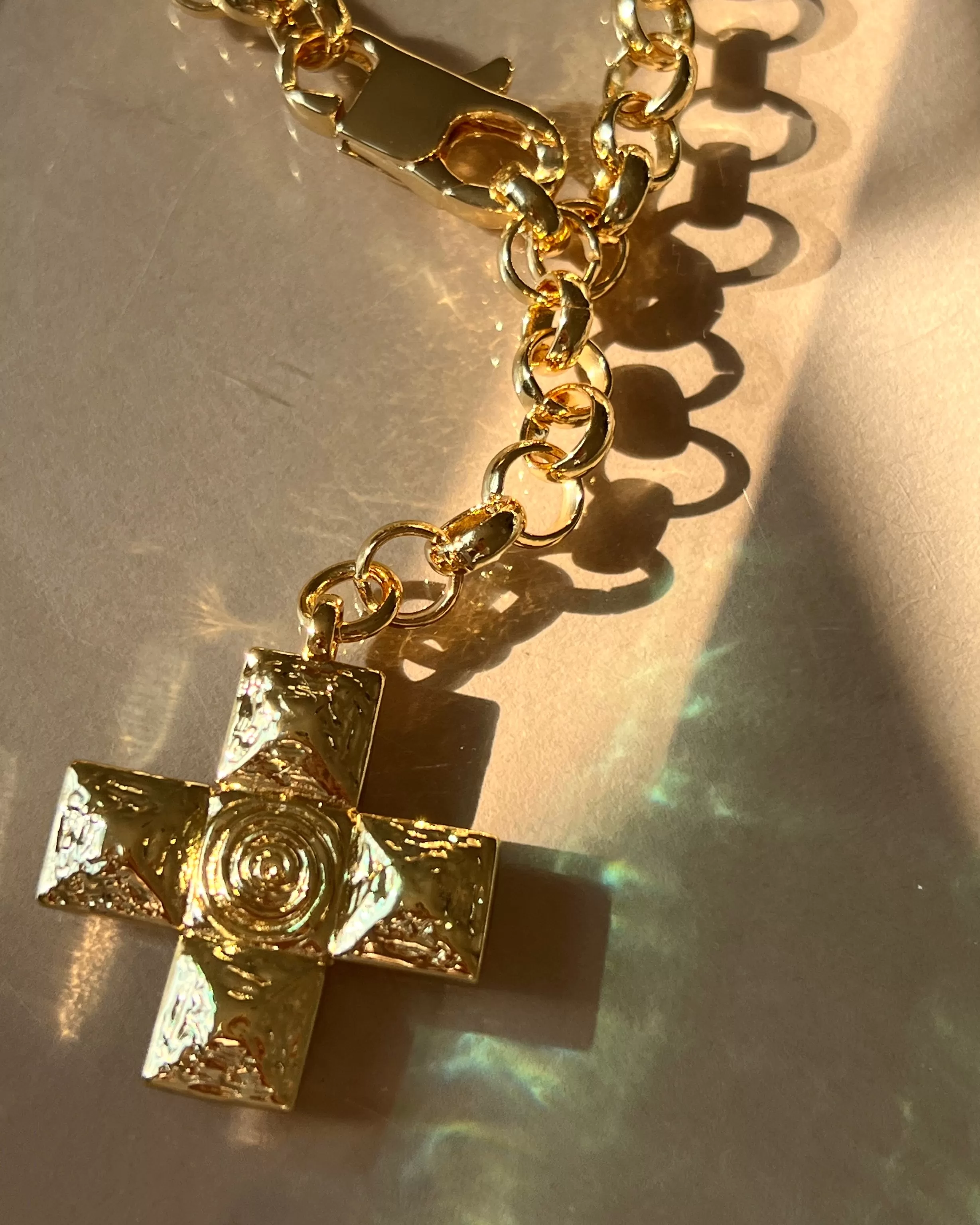 Molten Cross Pendant Necklace- Gold