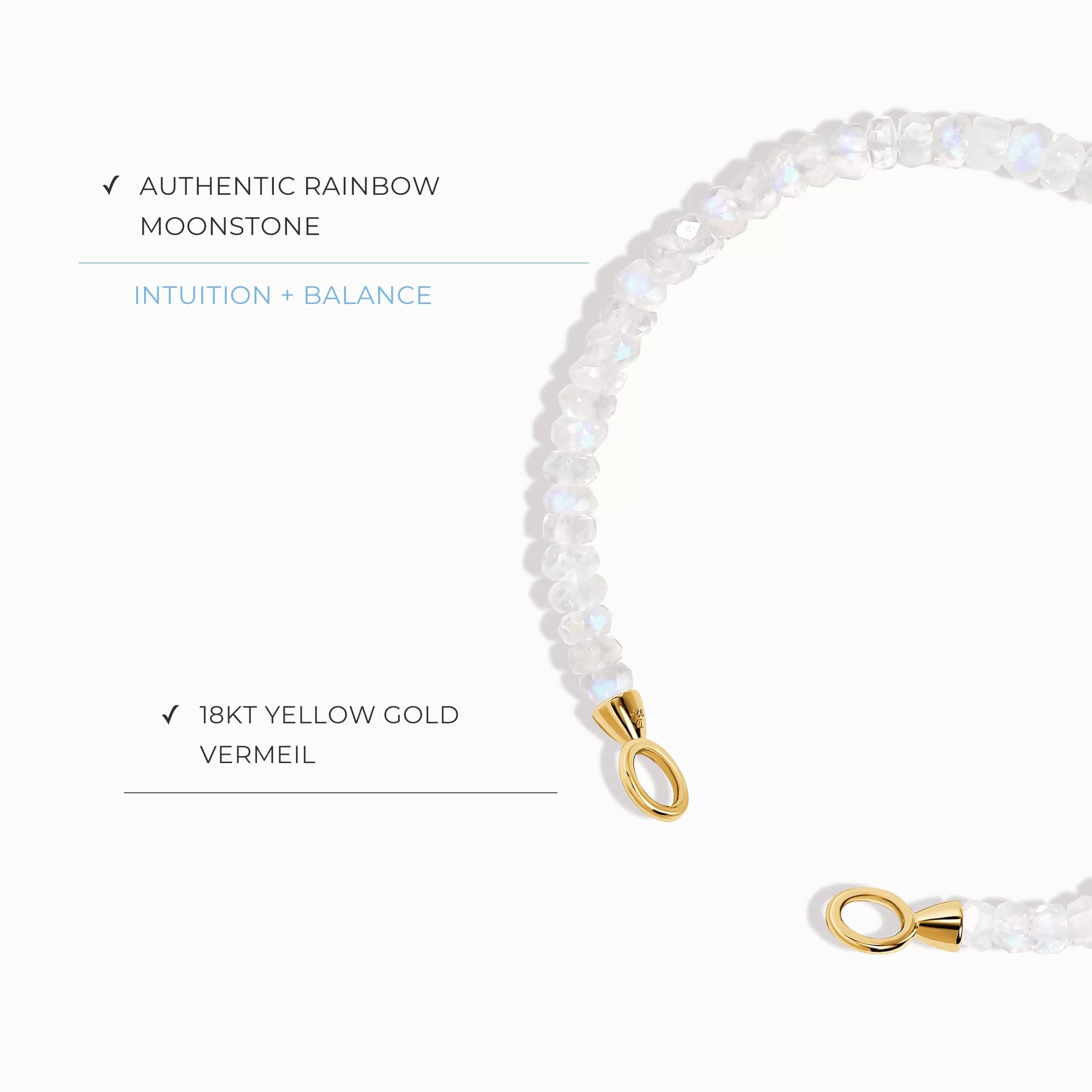 Moonstone Beads Bracelet - Ready To Lock