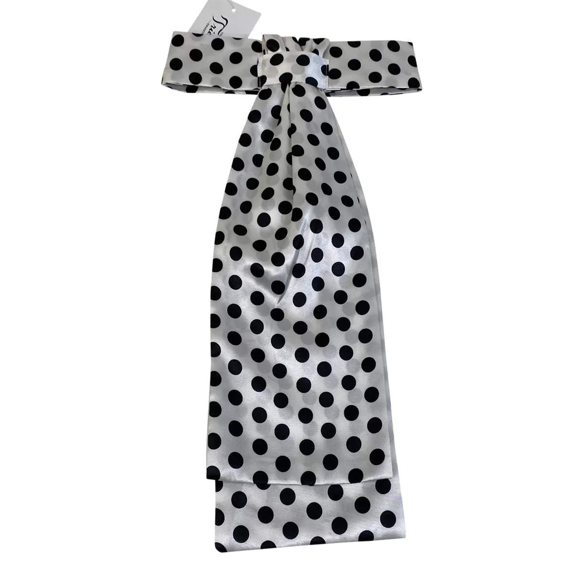 Pre-Tied Stock Tie in White/Black - One Size