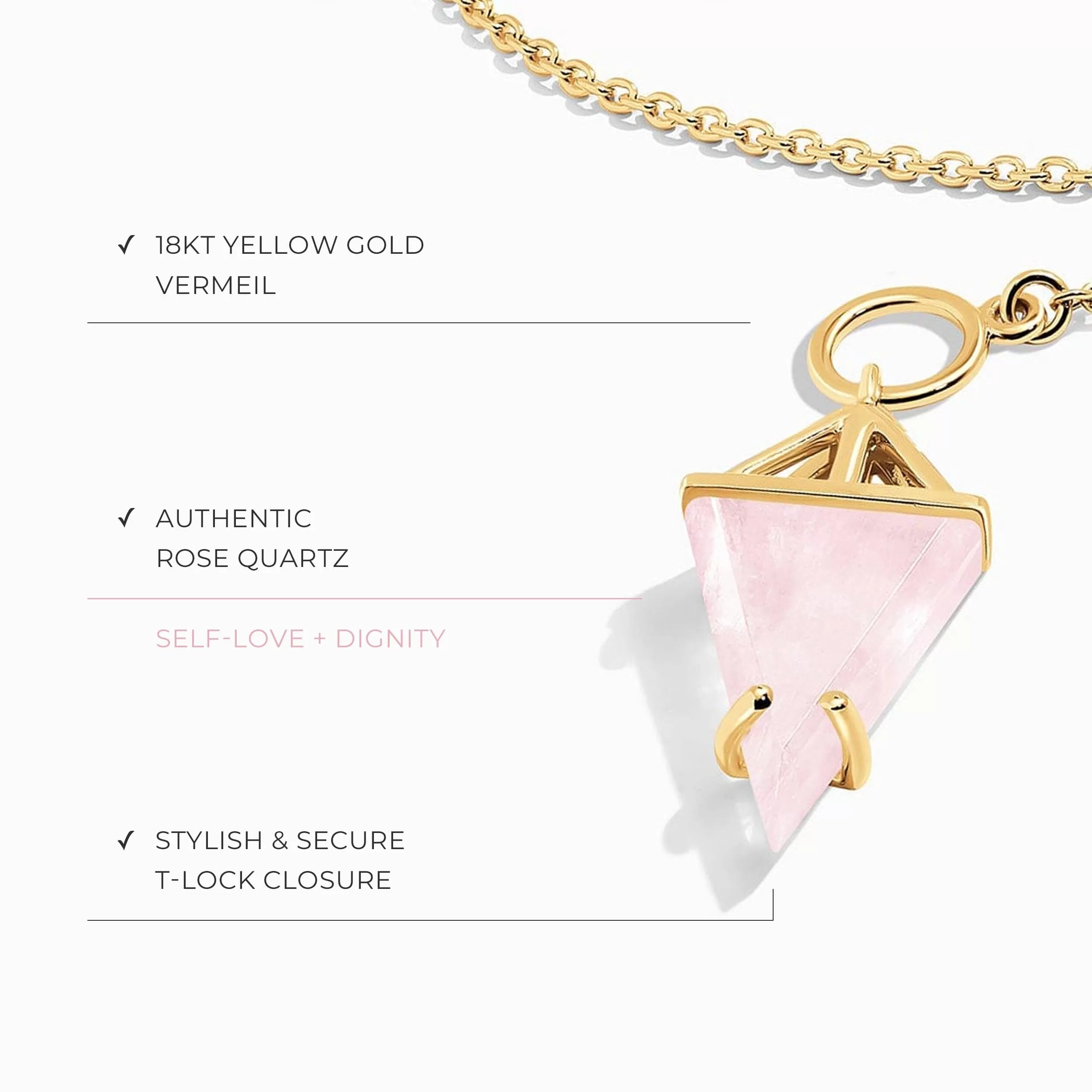 Rose Quartz Necklace - Heroine T Lock