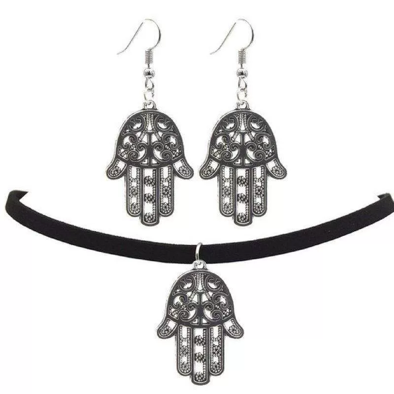 Rule Your Mind Hamsa Choker Necklace Set