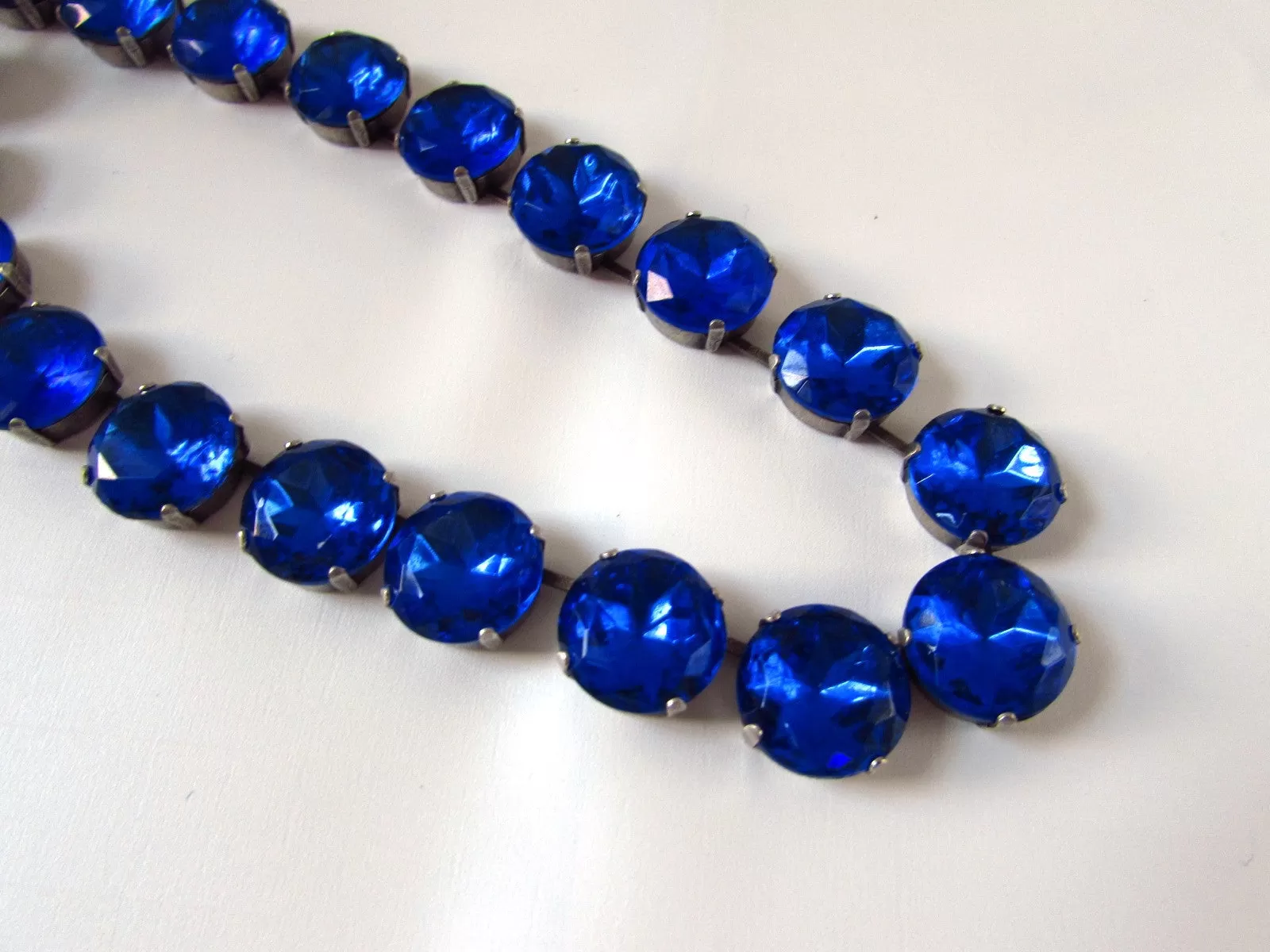 Sapphire Blue  Riviere Necklace - Medium Round