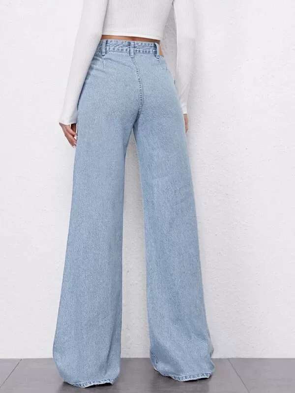 Sky Blue Fall Wide Leg High Rise Jeans