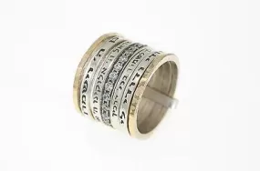 Spinning Ring 9K Gold and Sterling Silver With Crystals Stones and bible quotes