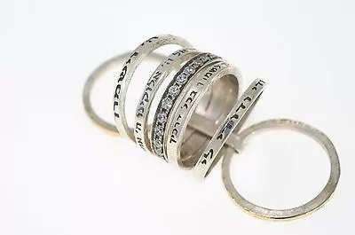 Spinning Ring 9K Gold and Sterling Silver With Crystals Stones and bible quotes