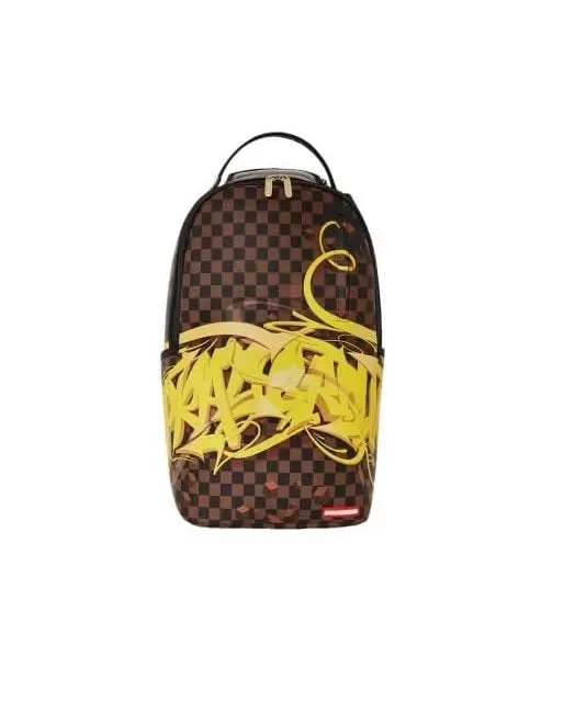 Sprayground Zaino Marrone Scritta Gold