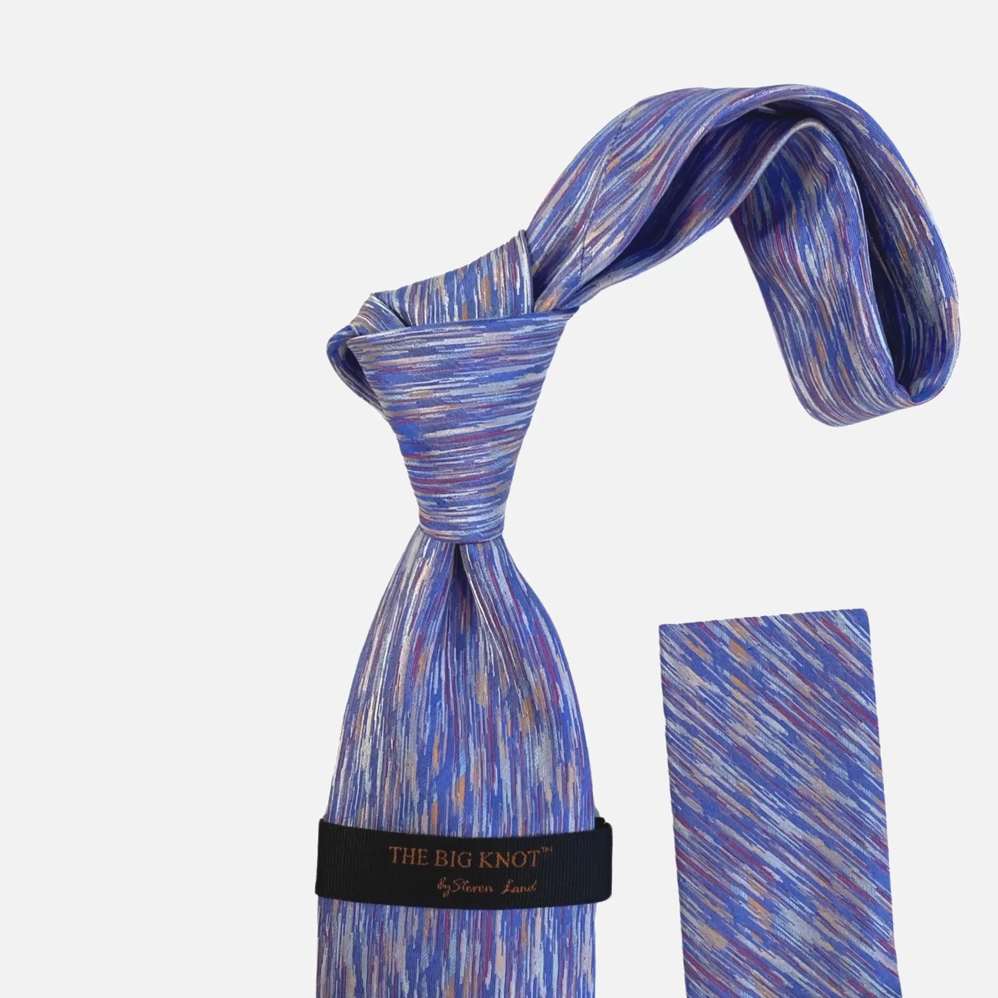 Steven Land “BW2420” Blue Silk Tie and Hanky