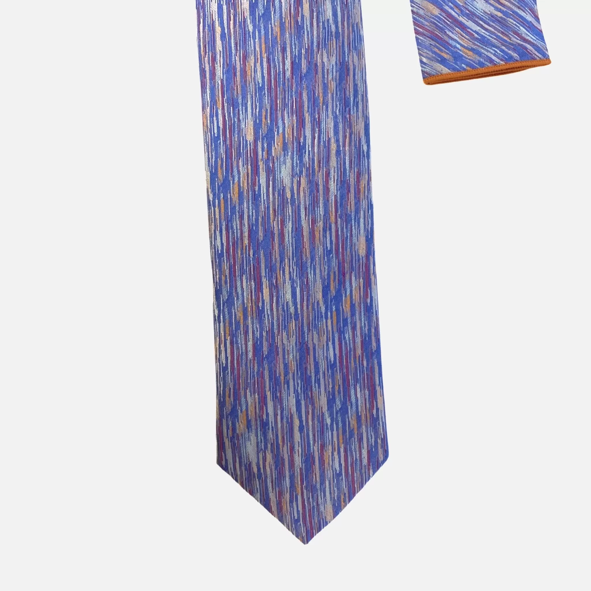 Steven Land “BW2420” Blue Silk Tie and Hanky