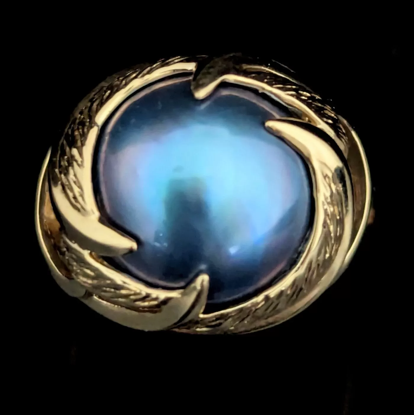 The Evesham - Vintage Blue Mabe Pearl 14k Gold Cocktail Ring