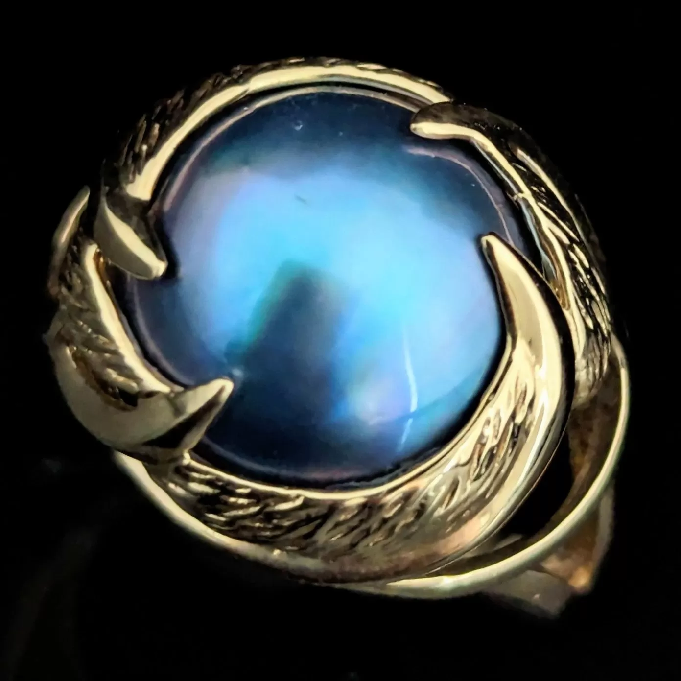 The Evesham - Vintage Blue Mabe Pearl 14k Gold Cocktail Ring