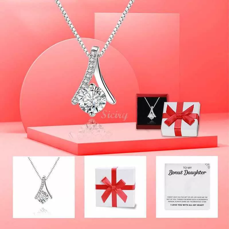 To My Bonus Daughter -Shine Like The Brightest Star Necklace