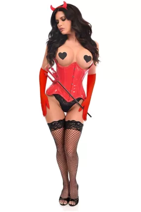 Top Drawer 4 PC Red Patent Devil Corset Costume